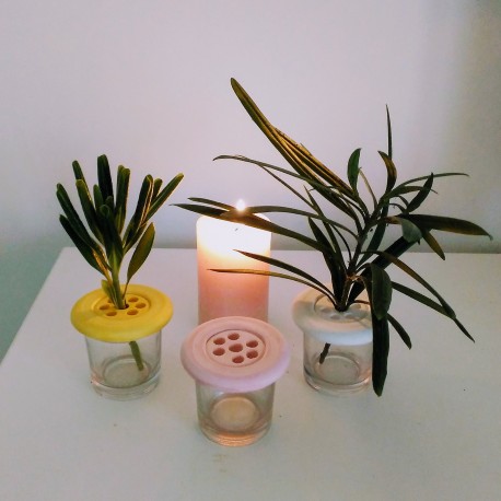 3 Mini floreros rectos con tapa Botonflor soporte de flores