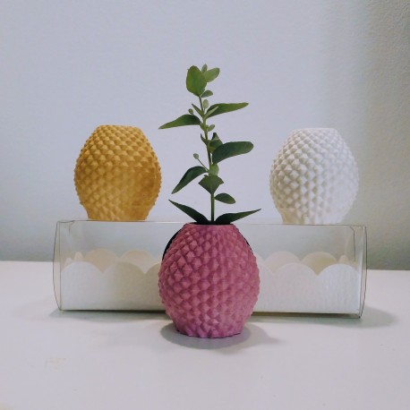 3 Mini floreros, mini macetas piña