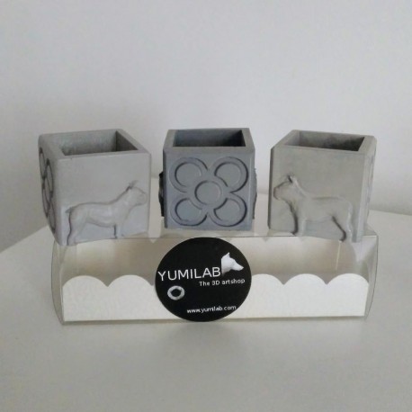 3 Mini Testos cúbics Gossos i Panots, bulldog, Barcelona, disseny exclusiu