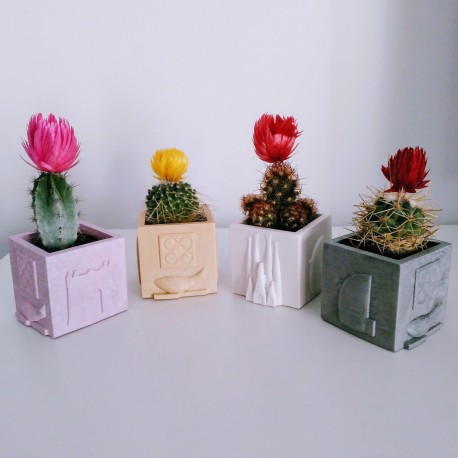 3 Mini Macetas cúbicas Recuerdos de Barcelona