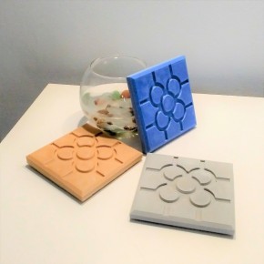 3 coasters,  Bilbao rosette tile,