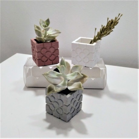 3 mini macetas cúbicas roseta de Bilbao