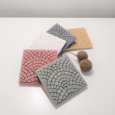 3 coasters Paris cobblestones in ceramic resin