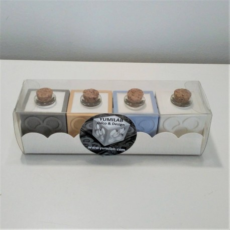 4 Mini gerros cúbics soliflor Panot,. rajola de Barcelona