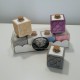 4 mini cubic soliflor vases, tile  rose of Barcelona