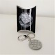 Key chain with round Bilbao rosette tile pendant in ceramic resin