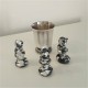 3 Caganer figurines in grey ceramic resin with silver metal finish