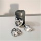3 grey heart paperweights with silver metal finish