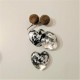 3 grey heart paperweights with silver metal finish