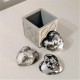 3 pisapapeles corazón gris con acabado metal plateado
