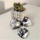 3 grey heart paperweights with silver metal finish