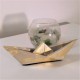 Velero grande estilo origami con acabado metal dorado