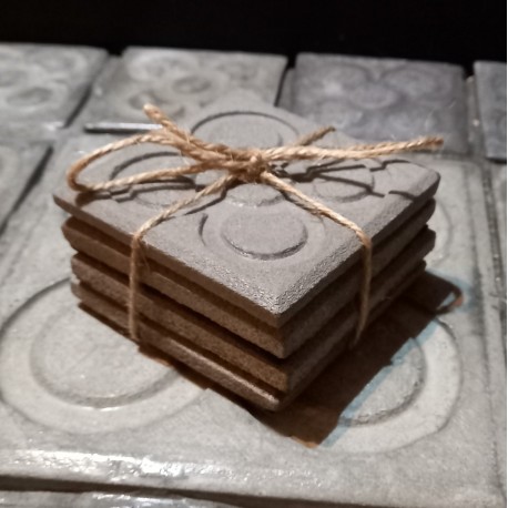 4 coasters dark concrete Panot, Rose of Barcelona