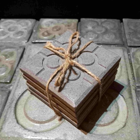 4 coasters Bilbao rosette tile in concrete