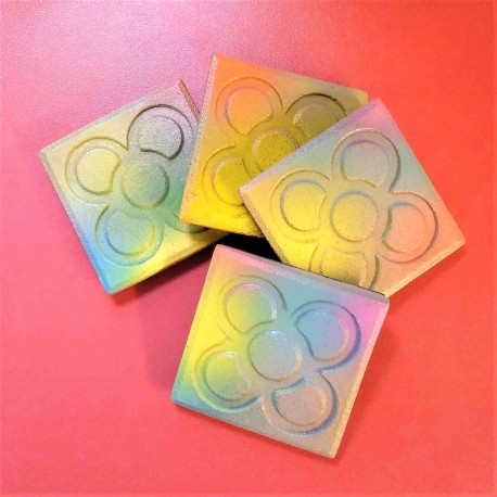 4 coasters Panot, Graffiti design, concrete, Rose of Barcelona