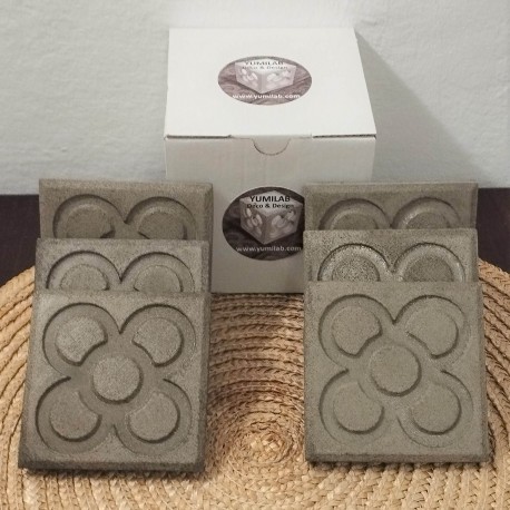 6 Posavasos hormigón oscuro Panot, Flor de Barcelona