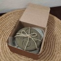 4 round Panot coasters,dark grey concrete, Barcelona flower