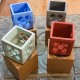 4 mini testos cúbics calats Panot de Barcelona