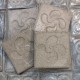 4 quatrisquel coasters, Lauburu from Basque country in concrete