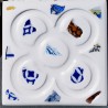 4 coasters with inlaid ceramic pieces